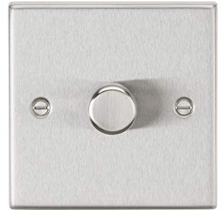 Knightsbridge CS2181BC 1G 2 way 10-200W (5-150W LED) trailing edge dimmer - Square Edge Brushed Chrome