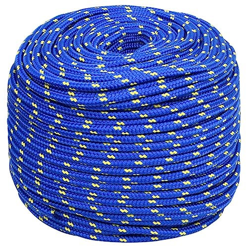 vidaXL Bootsseil Ankerleine Festmacher Tauwerk PP Leine Seil Tau Polypropylenseil Geflochten Flechtleine Blau 8mm 50m Polypropylen