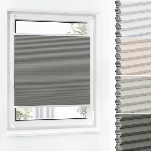 Jalousiescout Wabenplissee ohne Bohren Verdunklung—Thermo plissee Klemmfix Zweifarbig 45x90cm grau-Weiß, Sonnen-, Sicht- & Hitzeschutz Jalousie verdunklung für Fenster & Tür