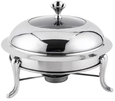 Chafing Disk Buffet, Buffévärmare Pan, Rostfritt stål Buffé Server Matvärmare Med Matpanna, Bränslehållare & Lock, for Catering Kök Fest Mat Buffé(Silver,28cm)