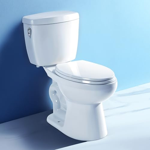 Royal Bath 360° TSUNAMI Flush Two-piece Toilet: 17.3 ADA Height, Nano Self-Cleaning, WaterSense/MAP/CUPC Certified, 1.01 Gal Side-Mounted Flush, Elongated Bowl & Soft-Close Seat,12 Rough-In