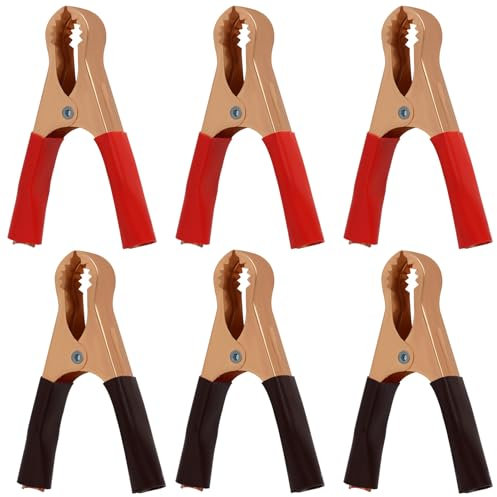 Knocery 6 Piezas 50A Pinzas de Cocodrilo, Pinzas de cocodrilo para batería Coche, Conector para Cables de Arranque para Coche, Vehículo, Barco, Camión