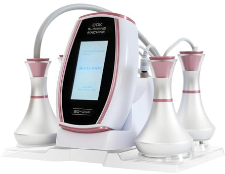 Máquina de cavitación 80K 5 en 1, adelgazante, 5 cabezales de tratamiento de 5 efectos, 5 casquillos, potencia de salida 1-10 W, pantalla táctil LED para contornear el cuerpo y elevadores faciales