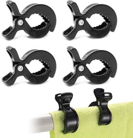 4 pinzas para cochecito de bebé, pinzas para cochecito, pinzas para cochecito de bebé, universales, clip para fijar juguetes para tumbonas, sillas de ruedas, cochecito (negro)
