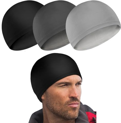 Lot de 3 bonnets de vélo sous casque, pour l'été - Doublure de casque - Séchage rapide - Multifonctionnel - En soie glacée - Extensible - Pour cyclisme, moto, homme et femme