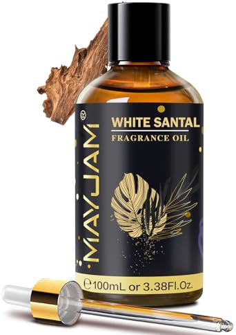 MAYJAM Huile Parfumée de Santal Blanc pour Diffuseur 100ML | Huile Essentielle de Santal Blanc pour Humidificateur d'Huiles Essentielles, Aromathérapie, DIY