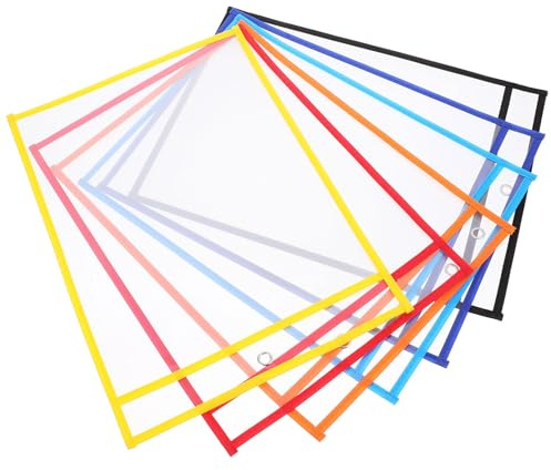 FOMIYES 6pcs Dry Erase Pockets Pvc Reusable Classroom Writing Sleeves Dry Wipe Stationery Bag for Teacher Supplies and Educational Use Random Style