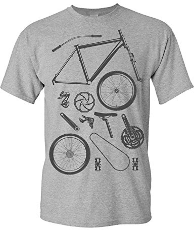 Camiseta de Bicileta: Piezas de Bici - Regalo para Ciclistas - BTT - MTB - BMX - Mountain-Bike - Downhill - Regalos Deporte - Camisetas Divertida-s - Ciclista - Retro - Fixie-Bike Shirt (L)