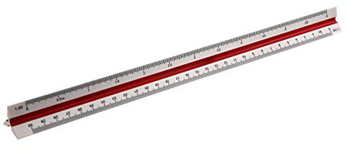 POWERTOOL - Righello triangolare in scala 1:20, 1:25, 1:50, 1:75, 1:100, 1:125, standard 12 pollici, per architetti, studenti, disegnatori e ingegneri (multicolore, in plastica)