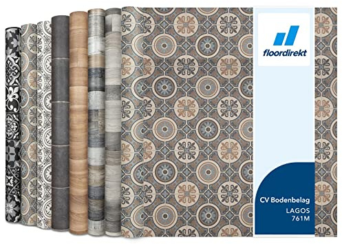 Floordirekt PVC Bodenbelag Meterware nach Maß Vinylboden, CV Linoleum für Küche & Balkon in Holzoptik, Fliesenoptik, Steinoptik - robust & pflegeleicht 100 x 400 cm | Plaza | Lagos 761m
