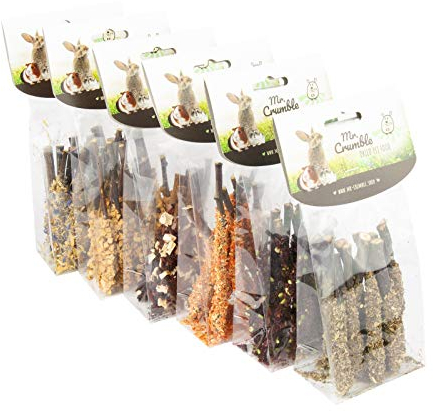 Mr. Crumble Knabber-Ästchen 6er-Set getreidefrei Leckerli für Kaninchen Meerschweinchen und andere Nager