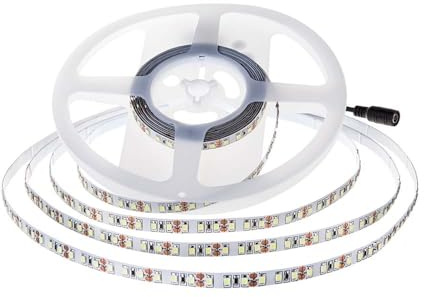 V-TAC Tira LED bobina de 5 metros 8 W por metro cinta luminosa SMD 2835 Color de la luz blanca natural 4000 K para interior con tira adhesiva, alimentada a 24 V.