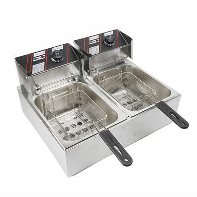 5 000 W elektrisk fritös med dubbel tank rostfritt stål dubbel fritös fritös fritös 12 l dubbel fritös kallzonsfritös fritös stekpanna elektrisk liter handfat gastrofritös elektrisk