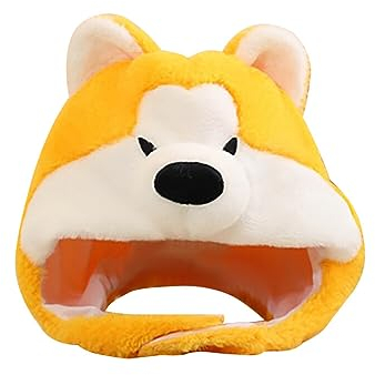 Lustige Tiermütze Warm,Plüsch Hut Damen Plüsch Tier Ohr Hut,Shiba inu hut Mit Ohren,Stofftierhut Tier Cosplay Hut Party Kopfschmuck Partyhüte Foto Requisiten für Kinder Mädchen Männer und Frauen