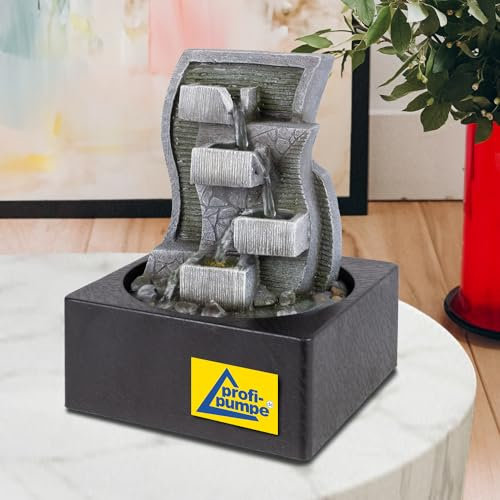 Fuente Interior, Fuente Decorativa, Fuente, Cascada, Fuente de Agua, terraza, balcón, Muy Decorativa (230V - Fuente Interior KASKADEN-Spiel Juego de Cascada con luz LED)