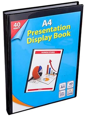 KAV A4 Presentation Display Book - 40 Pockets, 80 Views - Acid Free Copy Safe Durable PP Material Polly Pocket Document Folder Pack of 1