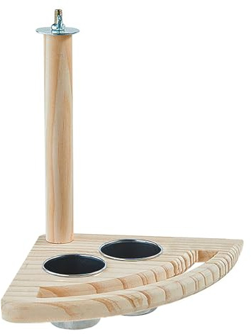 Mangiatoia per uccelli, accessori in legno, gabbie per uccelli, pappagallo, mangiatoia per uccelli con posatoi e 2 ciotole in acciaio inox per cibo e acqua