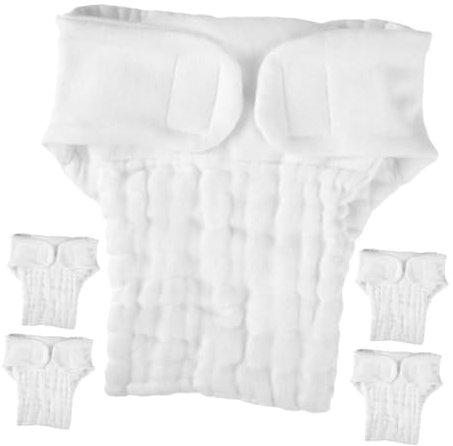 SKISUNO 5stücke Stoffwindeln Aus Baumwolle Waschbare Atmungsaktive Und Saugfähige Windeleinlagen Für Junge Mädchen Monate Weiche Wiederverwendbare Wickelunterlagen in Weiß