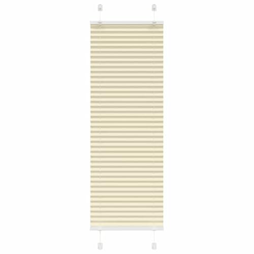 vidaXL Plissee Creme 45x150 cm Stoffbreite 44,4 cm Polyester, Faltrollo, Klemmfix, Plisseerollo, Jalousie, Rollo, Plisseerollo für Fenster