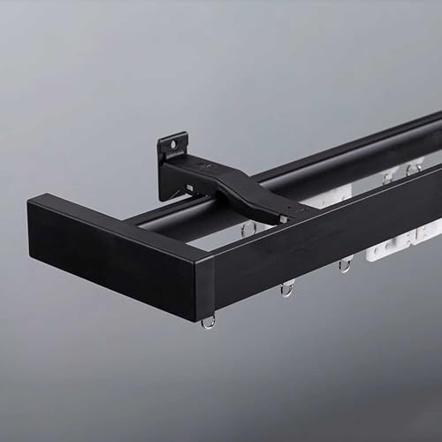 Wall Mount Curtain Rail Track System Double Curtain Track Rods Set Room Divider for Living Room Bedroom Room(Black,2.5m(8.2ft))