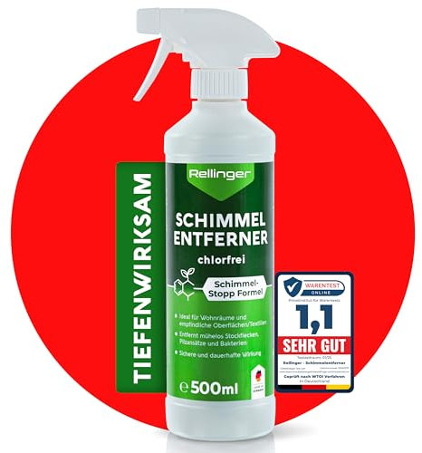 RELLINGER® Power Schimmelentferner Wand 500ml [CHLORFREI] - für Wand, Fliesen, Fugen & mehr - (Made in Germany) Schimmelentferner Bad - Anti Schimmel Fugenreiniger - Anti Schimmel Spray Schimmelspray