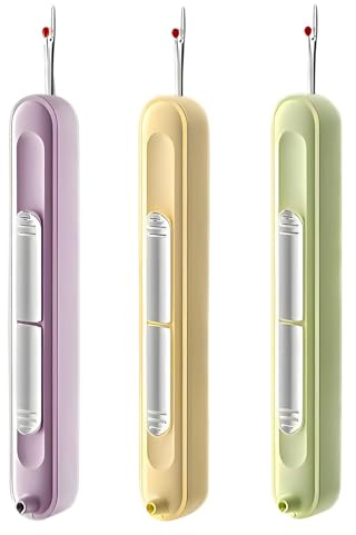 Juego de 3 herramientas de costura 2 en 1 mejoradas para enhebrar agujas automáticas y separadoras de costuras, herramienta de costura multifuncional para coser a mano, punta, punta, hilo