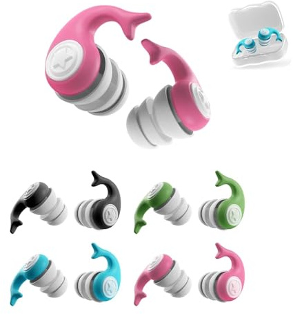 Sqxaldm Ohrstöpsel Set Schwimmen 4 Paar, Wasserdichte Wiederverwendbare Silikon Ohrstöpsel für Kinder und Erwachsene, Baden, Duschen, für Kinder von 10-17 Jahren