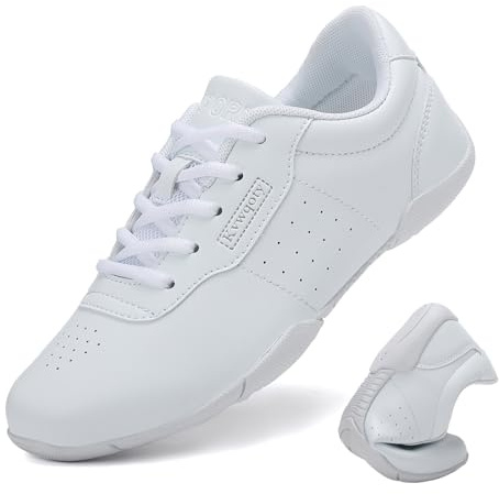 Kvwqoty Cheerleading-skor för kvinnor Cheerleading Träningsskor Cheer Sneakers Gymnastik Vit Barn Jazz Yoga för Flickor Dansskor, Vit, 36 EU