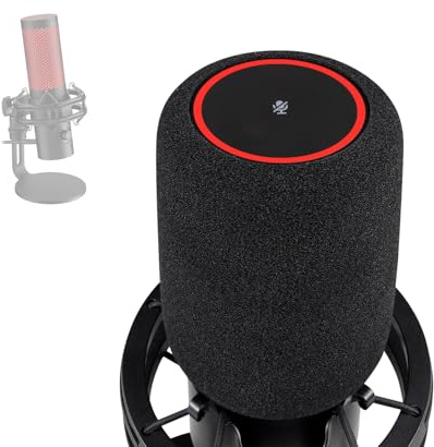 SOULWIT Espuma Micrófono Filtro Antipop para HyperX QuadCast 2 – USB (no Compatible con QuadCast 2S), Protector de Mic Cubierta Parabrisas para Micrófono - Negro
