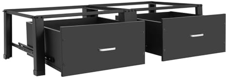JJsdwin Doppio telaio per lavatrice con 2 cassetti, doppio supporto per lavatrice e asciugatrice, capacità di carico base 200 kg, colore nero