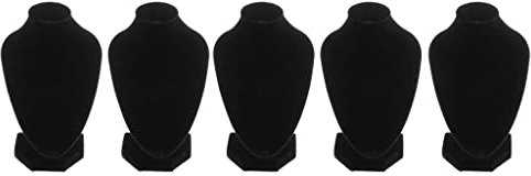 oshhni Paquet de 5 Présentoirs de Buste en Velours Noir avec Pendentif Porte-Bijoux
