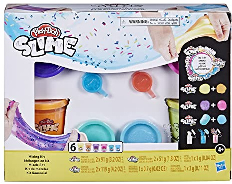 Play-Doh Slime Misch-Set für Kinder ab 4 Jahren mit 6 Farben und 3 Überraschungen zum Hineinmischen
