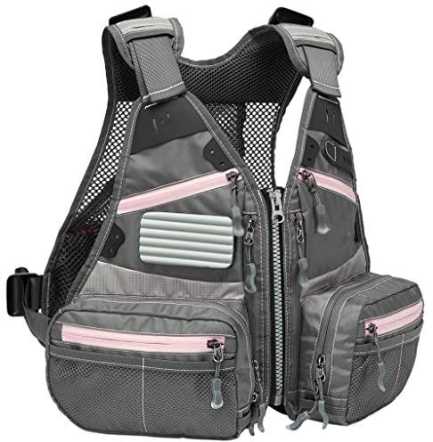 Gilet da Pesca a Mosca per Giovani Bambini Misura Regolabile con Tasche Multiple Attrezzi per la Pesca alla Trota Bass (Color : Pink, Size : One-Size)
