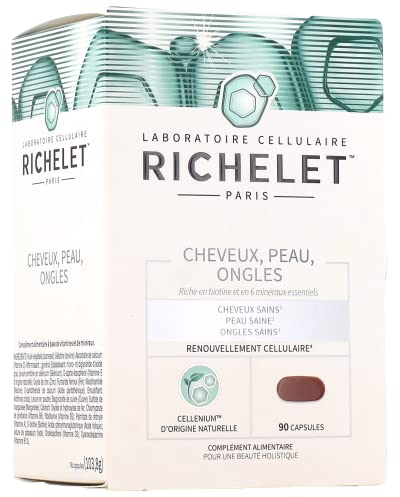 RICHELET CHEVEUX PEAU ONGLES - Cheveux Sains, Peau Saine et Ongles Sains Boite de 90 Capsules
