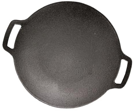 SUPVOX Parrilla De Hierro Fundido Para Cocinar Plancha, Sartén Antiadherente Redonda, Resistente y Multifuncional, Adecuado Para Barbacoa Al Aire Libre, Camping y Fiestas Familiares
