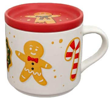 Puckator Set Tazza Natalizia in Porcellana e Sottobicchiere/Coperchio - Baker Street Natale - Regalo Donna, Uomo