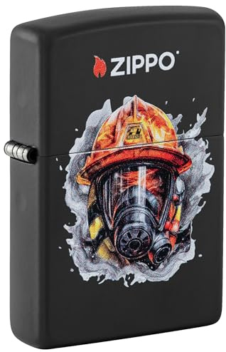 Zippo Briquet Tempête - Firefighter Design - Rechargeable - Coffret Cadeau - Métal - Fabriqué aux USA, Noir