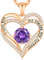 CDE Necklaces for Women Birthstone Pendant, Sterling Silver Love Heart Rose Gold Jewellery Gifts for Mum Her Wife Girlfriend Anniversary Birthday Mothers Day (Brass, Rose Gold-02-Feb)