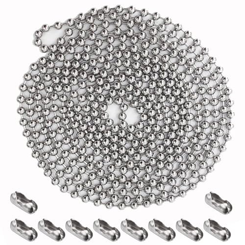 3 Meter Roller Blind Chain 4.5mm Stainless Steel with 10 Pcs Blind Cord Connector– Durable Replacement Chain for Roller Blinds, Easy to Install, Ideal for Home and Office Use