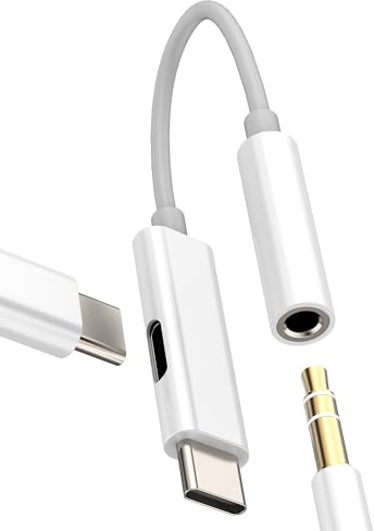 Adattatore USB C a Jack Cuffie Audio 3.5mm (2in1) per Apple Caricabatterie Tipo C per iPhone 16 15 DAC Auxiliare compatibile per Samsung Microfono Connettore per iPad AUX Auto Accessori Android