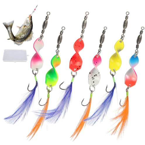 CHENYU 6 Piece Spoons Trout Set with Rolling Swivels Trout Spoon Blinker Trout Bait Colour Trout Bait Wear Resistant Fishing Lure for Perch Salmon Pike Pike and Crabs