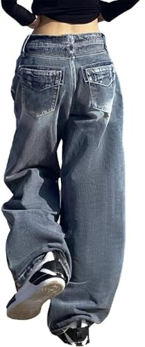 Baggy jeans Y2k gotiska byxor kvinnor män hiphop street jeans med skelett tryck vintage hög midja denim lös passform breda ben byxor kläder