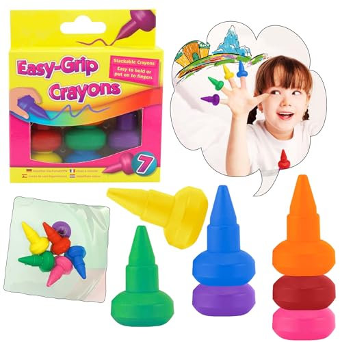 Hovuk® Lot de 7 crayons de couleur pour enfants faciles à prendre en main et à dessiner, empilables, jouets décoratifs pour Pâques pour bébé
