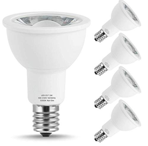 E17 Base LED Lights Bulb R14 Reflector 40W Light Bulbs Daylight 5000k 550lm for Reading Cabinet.Spotlight Desk Exhibition Lamp 4Pack