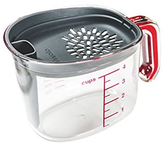 Tovolo Gravy Boat Strainer Fat Seperator Cup Kitchen Gadget for Measuring, Pouring, and Other Food or Meal Prep, 1 EA, Clear/Charcoal/Red