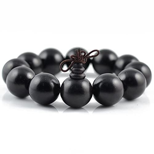 BDSTT 1 Pieza, brazaletes de Cuentas Negras, joyería, Pulsera de Cuentas de Madera de ébano Natural para Mujeres y Hombres, Cuentas de 30mm