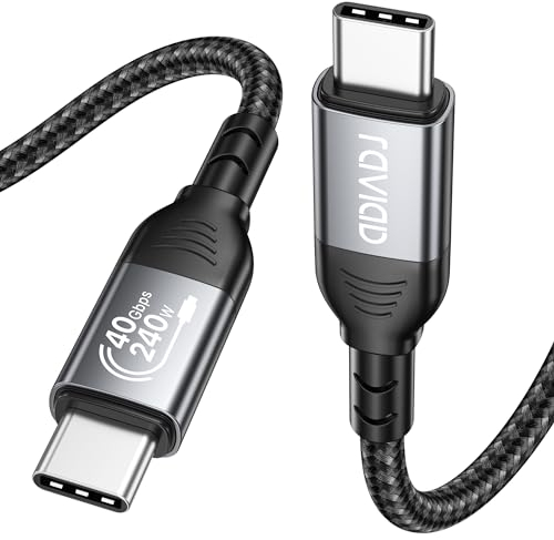 RAVIAD Zertifiziert USB4 Kabel Mit Thunderbolt 4 1M, 40Gbps Datenkabel, PD3.1 240W USB-C Auf USB-C Ladekabel, 8K@60Hz Videokabel Für iPhone 15, MacBook, Docking Station, SSD, Monitor, Hub