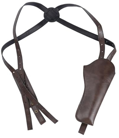Holster d'épaule en Cuir, Étui Pistolet Dissimulé Réglable avec Pochet et Ceinture Coquilles Holster D'épaule Vertical pour la Plupart des Modèles Pistolets Halloween