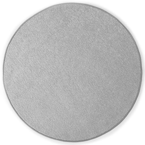 KARAT Teppich rund Ø 100cm Silbergrau - Moderner Flauschiger Velours Kurzflor Teppich für Kinderzimmer - Spielteppich, Kinderteppich Krokodil
