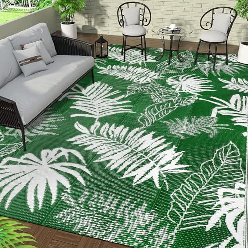 Falflor 240 x 300 cm, großer Outdoor-Teppich für Terrasse, wasserdicht, wendbar, Kunststoff, Campingteppich, UV-beständig, Picknickdecke, große Bodenmatte für Wohnmobil, Terrasse, Strand, Hinterhof,
